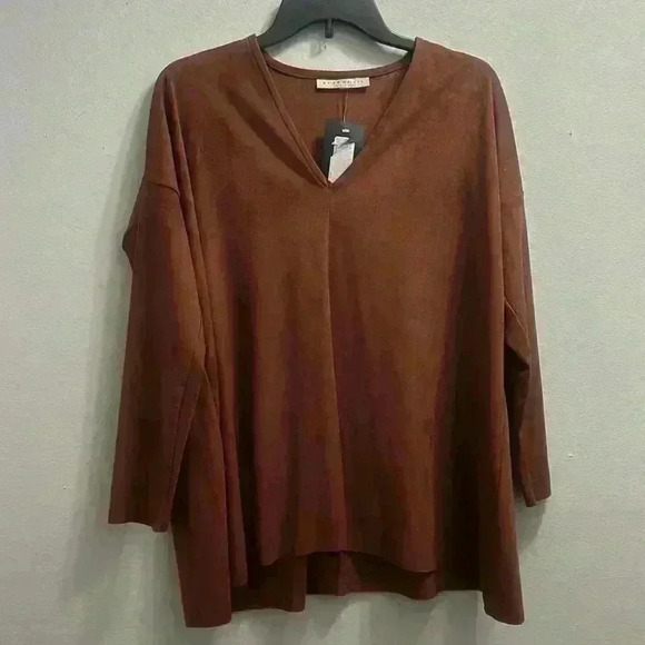 NWT BRYN WALKER BAXTER LONG SLEEVE FAUX SUEDE TUNIC TOP IN SIZE XS - Picture 2 of 6